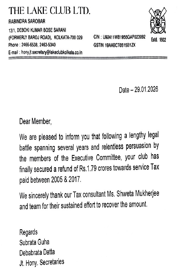 Service Tax Refund Notice