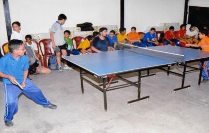 Students having a competitive session during a Table Tennis and Badminton practice in
Indoor Sports Complex.